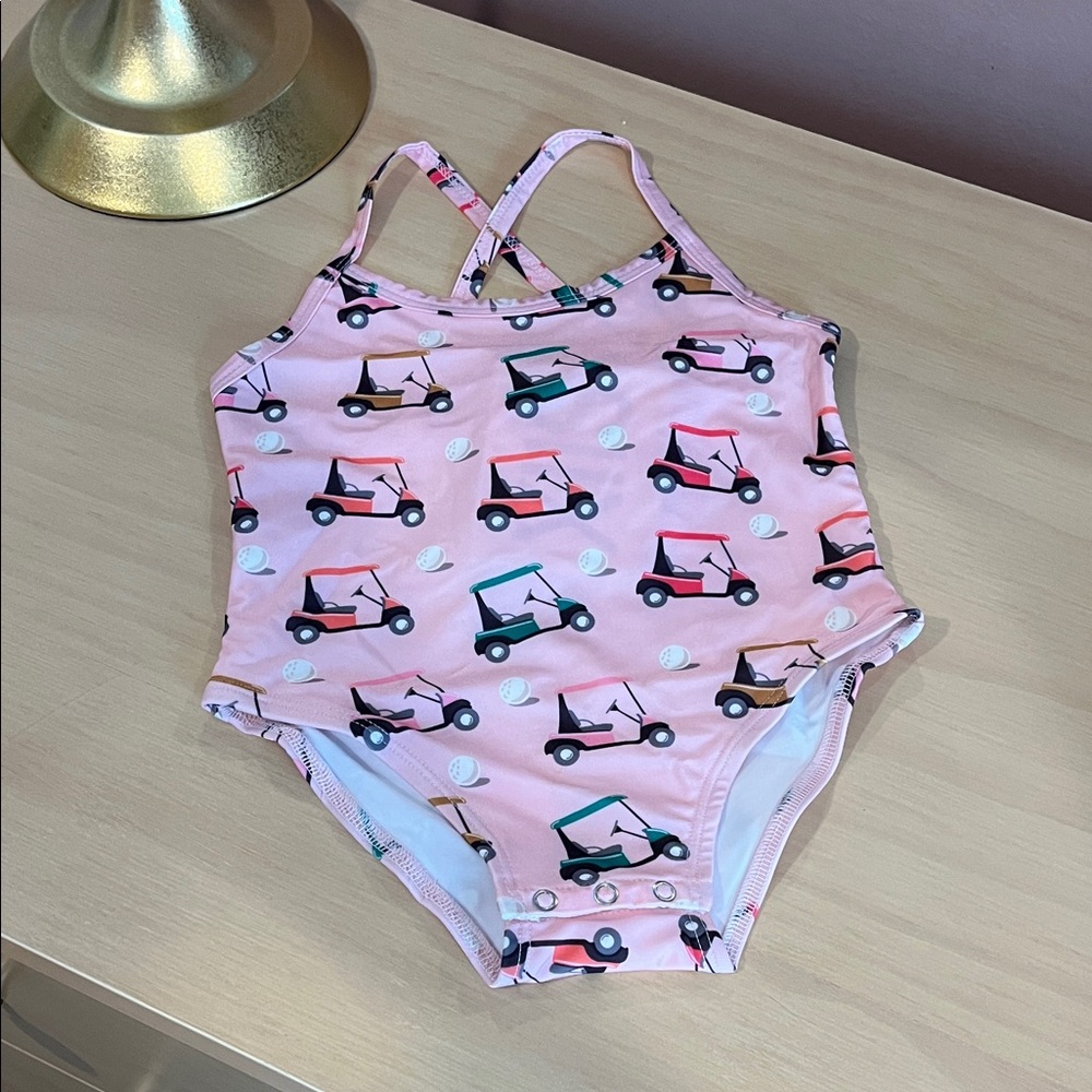 Siix Pink and White Toddler Swimsuit